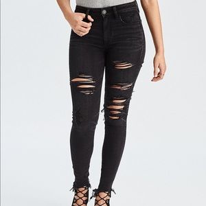 American Eagle High-Waisted Ripped Jeans